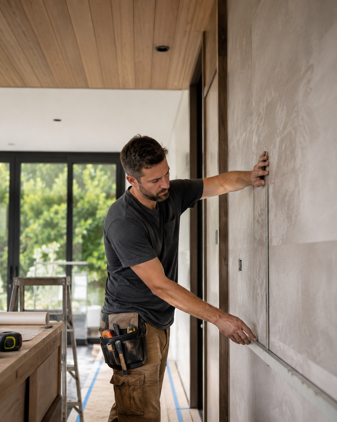 Profesional trabajando en la remodelación de un interior